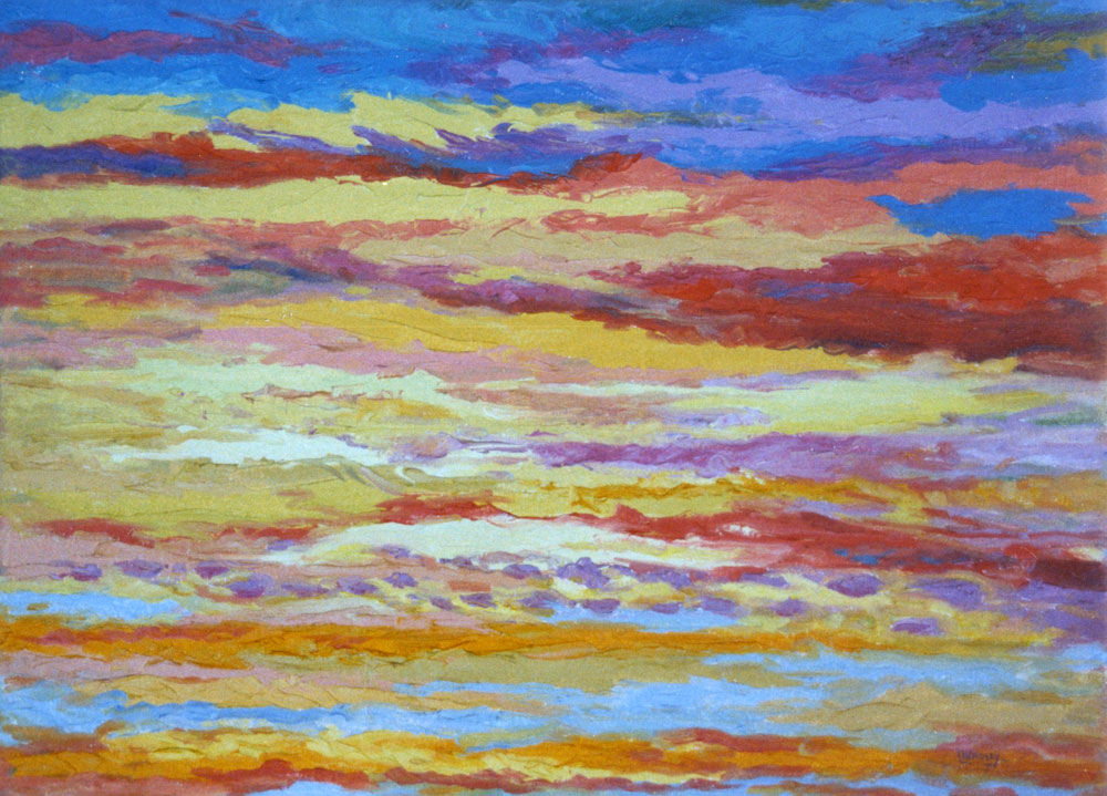 Sunset Palette - Oil painting of sunset by Linda Wadley - www.lindawadley.com