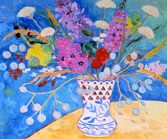 Made In Spain - Oil painting still life of flowers by Linda Wadley - www.lindawadley.com
