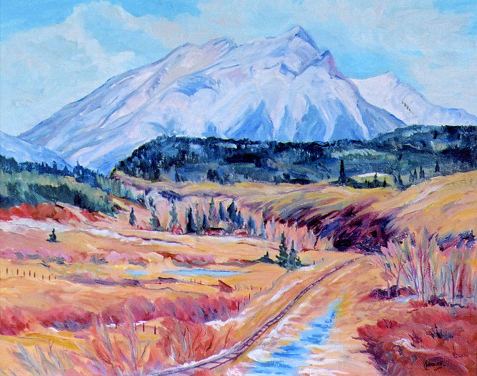 Coleman - Mountain landscape painting of Coleman, Alberta by Linda Wadley - www.lindawadley.com